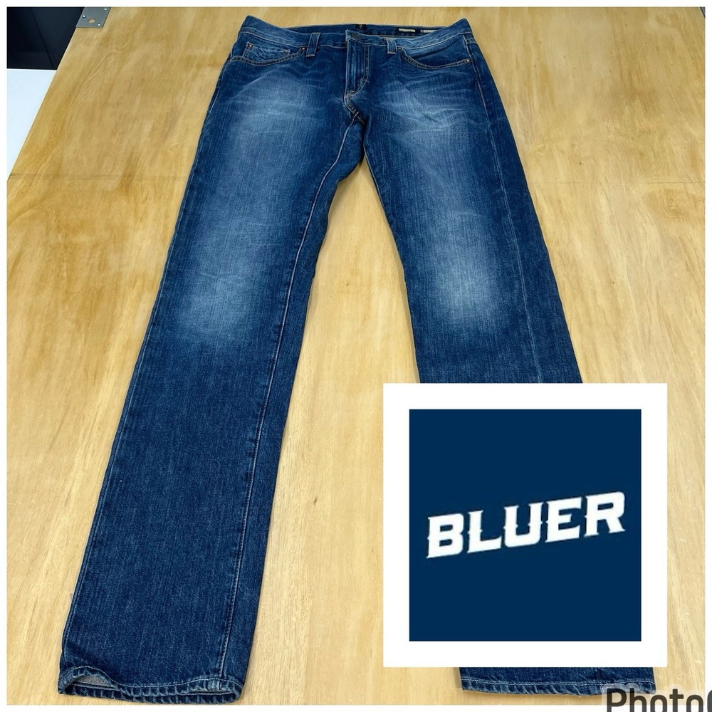 Vintage Bluer Denim Jeans Mens 32x34 Traditional Fit‎ Straight Leg USA Made
